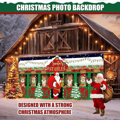 7x16ft Christmas Garage Door Cover Banner Large Hanging Backdrop Decorations Xmas Santa Garage Door Cover Decor for Home Outdoor Indoor Christmas Party Wall Yard (Reindeer)