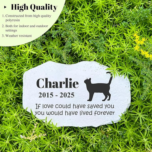 Personalized Pet Memorial Stone - Cat Headstone - Cat Tombstone - Garden Memorial Stone Customized - Loss Gift for Pet - Stepping Stone Outdoor