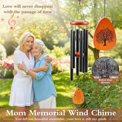Memorial Wind Chimes Sympathy Gifts for Loss of Mom, 32'' Memorial Wind Chimes for Loss of Mother, Bereavement/Sympathy/Condolence Gift, Windchimes in Memory of Mom
