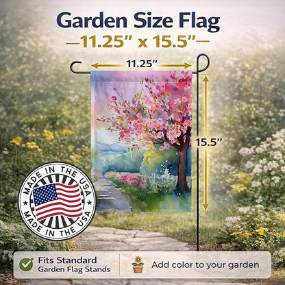 Caroline's Treasures Michigan Apple Blossoms in Watercolor Garden Flag Mailbox Flag Decorative Yard Flag Banner Outside Patio Artwork Yard Flower Beds, Garden Size, Multicolor