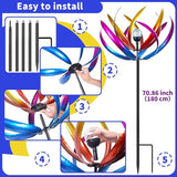 Wind Spinners Outdoor for Yard and Garden - Wind Sculptures & Spinners - 70 Inch Wind Spinner with Solar Powered Multi-Color Glass Ball Light for Yard Garden Backyard Lawn Decorations -Purple and Blue