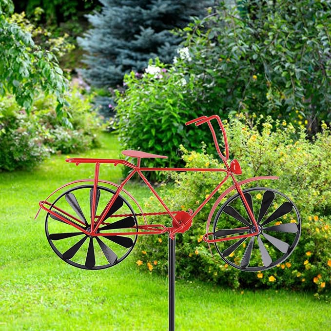 Garden Stake Decoration, Wind Spinners Outdoor Windmill Decor Outdoor Yard Decor, Wind Sculptures Spinners Motorcycle Bike Metal Windmill Garden Stake Decoration for Lawn