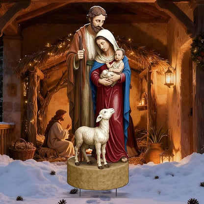 Metal Christmas Outdoor Nativity Scene for Yard with Stake 30 Inch Large Christmas Nativity Set with Baby Jesus Mary and Joseph Outside Waterproof Religious Yard Lawn Signs for Garden Lawns Decoration