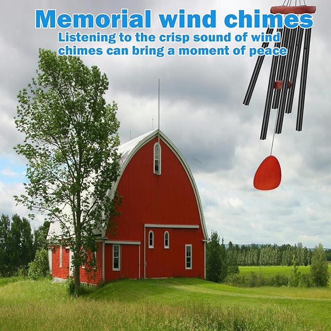 SZMDXL 36" Memorial Wind Chimes for Outdoor Decor,Aluminum & Wooden Large Windchimes with Soothing Relaxing Sounds Deep Melodic Tones Sympathy for Friends Family Neighbors Garden Patio Home Decor Gift
