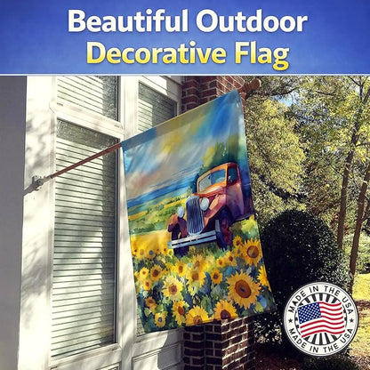 Caroline's Treasures Kansas Sunflowers in Watercolor House Flag Large Porch Sleeve Pole Decorative Outside Yard Banner Artwork Wall Hanging, Polyester, House Size, Multicolor