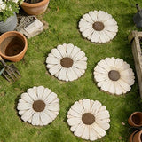 Landoraloria Cement Flower Stepping Stone 10” Daisy Garden Path Stone for Yard & Walkway Handcrafted Non-Slip Outdoor Patio Decor Weather-Resistant Cement Stone (White)