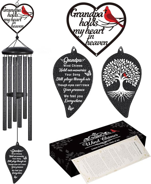 Memorial Gifts for Loss of Grandpa, 30" Sympathy Wind Chimes for Grandfather, Bereavement Condolences Remembrance Gift, Funeral in Memory of Grandpa, Windchimes for Outside