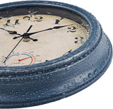 Outdoor Clocks Waterproof with Thermometer Rustic Coastal Wall Clock Decor for Patio Pool Garden(12 Inch,Blue)