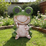 Solar Frog Garden Statue with Rotating LED Eyes Waterproof Resin Outdoor Decor, Auto On/Off Landscape Lighting for Garden, Yard, Pathway, Fence, Patio - Unique Gifts for Women, Mom, Grandma
