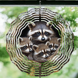 10 Inch Raccoon Wind Spinner, 3D Metal Hanging Kinetic Wind Rustproof Sculpture Gift for Garden Yard Art Balcony Window Porch Outdoor Decor, Women Mom Mothers Day