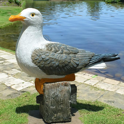 Teaeeno Real Seagull Resin Figurine Decor Statue,Sea Bird Figurine,Animal Seagull Ornaments Decoration,Bird Craft Art Decor,Coastal Beach Outdoor Table Decor for Garden,Terrace,Lawn,Yard