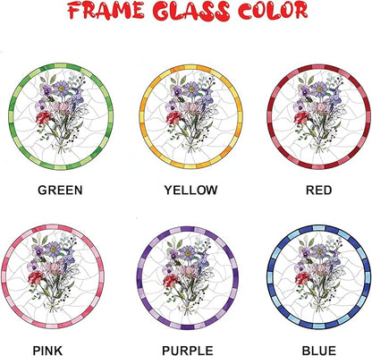 Personalized Grandma Stained Glass Sun Catcher, Custom Birth Month Flower Stained Glass, Grandma's Garden Suncatcher Window Hanging Ornament, Mothers Day Grandma Mom Gifts, Gifts for Nana Mimi 1