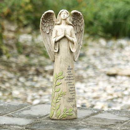 Topadorn Angel Statue Decoration for Garden, Lawn, Home & Patio, Standing Angel Memorial Resin Figurine Ornament, Waterproof Angel Antique Sculpture Stone, 13''H
