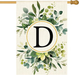 AVOIN colorlife Monogram Letter D Floral House Flag 28x40 Inch Double Sided Outside, Family Last Name Initial Yard Outdoor Decoration