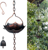 Invech Adjustable Rain Chains for Gutters, 12.5FT Outside Rain Chains with 12 Cups, Umbrella Shaped Rain Catcher Chain with Bell for Eaves Drainage, Replacement for Downpout