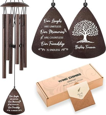 Soopau Gifts for Best Friend Women Men, 32" Bronze Wind Chimes Friendship Gifts, Bestie Gift for Women, Christmas Birthday Gift Idea for Bestfriend BFF