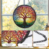 Rngmsi Tree of Life Sun Catchers Stain Glass Window Hanging Indoor, 7.8″ Stained Glass Window Hanging Home Decor, Suncatcher Wall Art Gift for Women Thanksgiving Christmas Housewarming