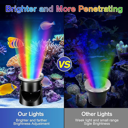 POPOSOAP 6-Head RGB Underwater Pond Lights, IP68 Waterproof LED Lights with Remote Control, Timer & Memory Function Fountain Lights for Pond Fountain Waterfall Aquarium Pool Outdoor Decoration