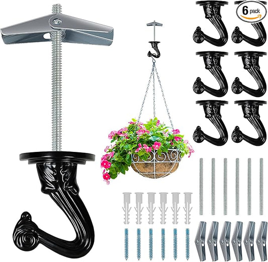 Aidoclip Ceiling Swag Hook Sets - Heavy Duty Hooks with Mounting Hardware for Hanging Plant, Ceiling or Extender Chains - Easy Install with Screws/Brackets