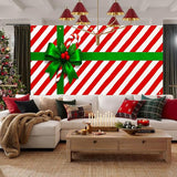 HOMETITUTE Christmas Garage Door Banner 13x6ft Gift Wrap Bow Ribbon Theme Backdrop Seasonal Christmas Decor Winter Door Cover Banners for Outside Garage Wall Covering for Party Garage Decorations