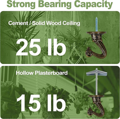 Aidoclip Ceiling Swag Hook Sets - Heavy Duty Hooks with Mounting Hardware for Hanging Plant, Ceiling or Extender Chains - Easy Install with Screws/Brackets