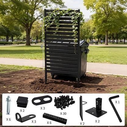 38" W x 63" H Narrow Privacy Screen Panels, Slim Wrought Iron Fence for Side Yard & Tight Spaces - Use as AC Unit Cover or Patio Divider