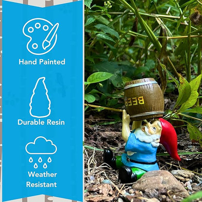 Gnometastic Mini Gnomes - Drinking Gnome, 4 inch Drunk Gnome for Fairy Garden, Indoor Outdoor Funny Garden Gnomes Decoration for Yard, Planter, Lawn Ornament, Patio and Home Decor