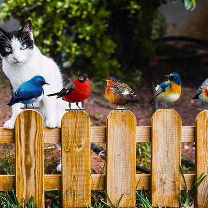 5pcs Vivid Metal Birds Fence Decor Painted Outdoor Garden Bird 2D Sculptures Art Outdoor Sculptures Metal Statues for Yard Fences Outside Lawn Patio Balcony Patio Bird Lovers