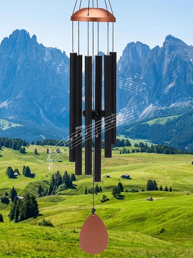 Large Alu Wind Chimes 37 Inch Zen Atmosohere A Gift for Mon Neighbor Suit for Garden Outdor Yoga Patio Decoration Unisex Black