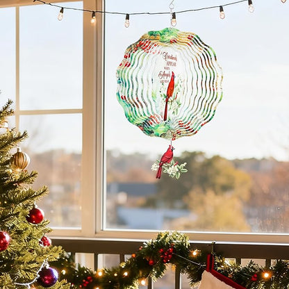 Cardinal Wind Spinners Outdoor - 3D Metal Hanging Decor for Garden Patio Porch Indoor Home 12 Inch Kinetic Spinning Yard Art Ornaments Christmas New Year Birthday Gifts for Women Mom Grandma