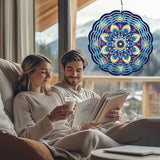 Wind Spinners Outdoor, Hanging Wind Spinner for Garden Decoration, 8 inch 3D Stainless Steel Metal Wind Sculpture for Indoor/Outdoor Decor, Mandala E