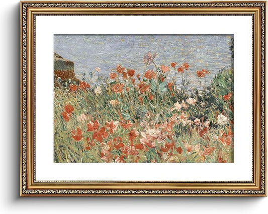 ARPEOTCY Vintage Gold Framed Large Wall Art, Retro Garden Shoals Sea Sky, Canvas Prints Artwork with Antique Frame, Victorian Wall Paintings Decor for Living Room Gallery, 16x20 inch
