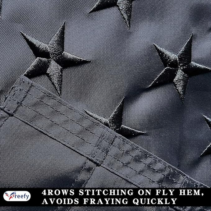 All Black American Flag 3x5 ft - Embroidered Stars,Heavy Duty Durable Nylon,Sewn Stripes,Brass Grommets,Perfect for Indoor/Outdoor Use Black US USA Flags.