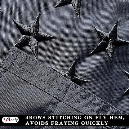 All Black American Flag 3x5 ft - Embroidered Stars,Heavy Duty Durable Nylon,Sewn Stripes,Brass Grommets,Perfect for Indoor/Outdoor Use Black US USA Flags.