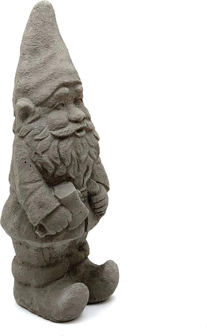 Vintage Garden Gnomes (Set/5): Solid Durable Stone Statue with Aged Texture. Sealed for Outdoor Use. Handcrafted USA. (Antique/Gray)
