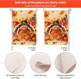 Thanksgiving Turkey Pumpkin Garden Flag Seasonal Double Sided 12 x 18 Inch Small Yard Flag for Indoor Outdoor Decor Holiday All Seasons