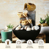 M METERXITY Ceramic Garden Fountain Spitter, Clay Pot Ecological Tank for Pond/Backyard Water Feature/Cave Waterfall/Landscaping, DIY Water Flow Jar Hydroponic Vase [5.5in, Iridescent Yellow]