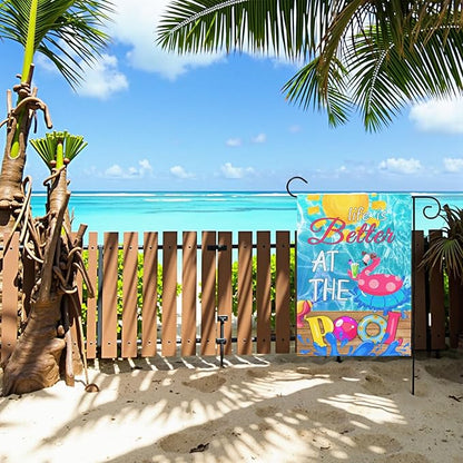 Pool Garden Flag Swimming Pool Spring Yard Flags Summer Welcome Decorative Flags Life is Better at the Pools House Banner for Outside Patio Porch Home Decoration 12x18 Double Sided