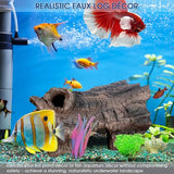 Faux Log Fish Cave, Fish Hide & Aquarium Cave for Koi Pond Decor All-Weather Predator Protection Shelter Durable Pond Decorations for Ponds, Aquariums and Terrariums