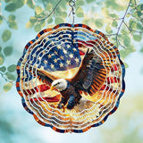 American Eagle Wind Spinner Outdoor, USA 250th Anniversary Wind Chime, 8 Inch 3D Metal Garden Wind Spinner, Stainless Steel Patriotic Yard Hanging Decor Gift