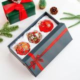Set of 3 Hand Blown Glass Ball Ornament 2.3in Hanging Glass Gazing Balls Decor for Garden Patio