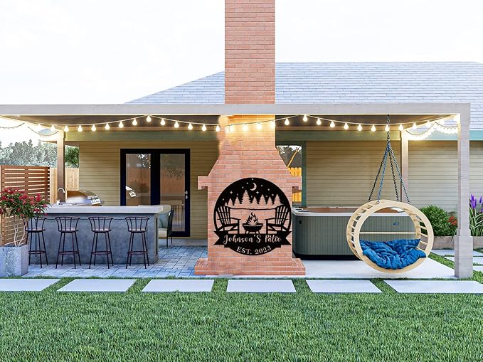 Personalized Welcome to Our Backyard Sign,Personalized Patio Signs and Decor Outdoor, Metal Backyard BBQ Sign, Pool Name Sign