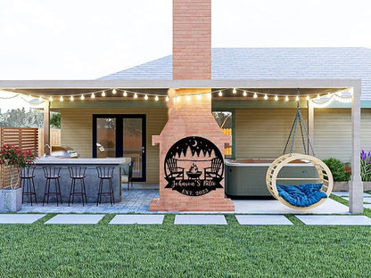 Personalized Welcome to Our Backyard Sign,Personalized Patio Signs and Decor Outdoor, Metal Backyard BBQ Sign, Pool Name Sign