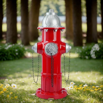 Realistic Resin Fire Hydrant Statue for Potty Training Dogs - Dog Fire Hydrant Pee Post, Weather-Resistant Garden Decor,Outdoor Garden & Lawn Ornament (Suitable for Small Dogs;13.1In;Silver)