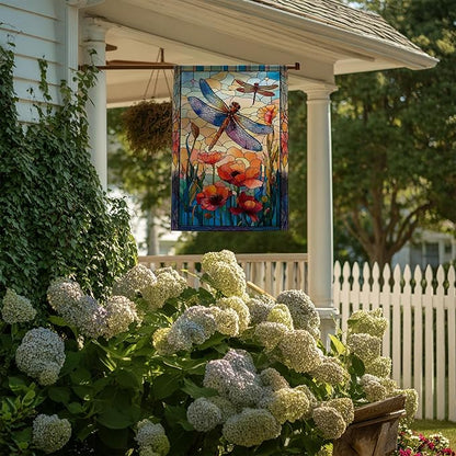 Garden Flags, Dragonfly Garden Flag, Stained Glass Style Dragonfly Floral Flag Double-Sided Flags for Farmhouse Yard Outdoor Decoration-12 x 18inch (Dragonfly2)