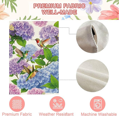 Baccessor Spring Summer Hydrangea Garden Flag 12.5 x 18 Inch Double Sided Burlap Flower Green Leaf Farmhouse Small Yard Flag Summer Holiday Seasonal Outdoor Outside Decoration