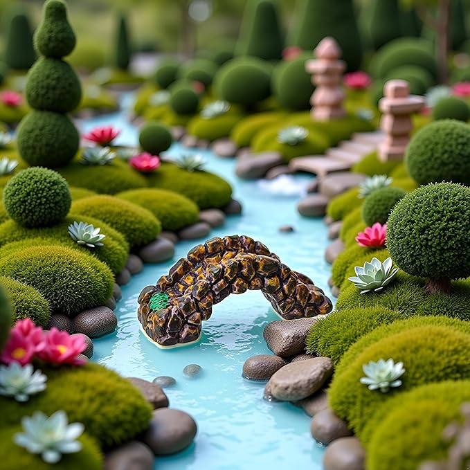 Stone Bridge Miniature Fairy Garden Accessories,Miniature Pond Lawn Garden Ornament Figurines, Mini Lighthouse Water Well Bridge Figurines, Micro Landscape Ornaments for Garden DIY Kit Statues