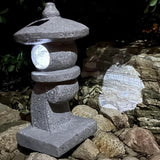 14’’ High Asian Solar-Powered Zen Pagoda Garden Statue LED Light Solar Lamp for Outdoor Japanese Decoration Aesthetic Garden Figurines