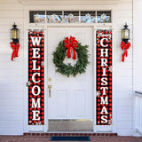 Ivenf Outdoor Christmas Decorations Yard: Red Black Buffalo Plaid Front Porch Sign Set, Hanging Welcome Merry Christmas Decorations for Home, Indoor Outdoor New Year Xmas Wall Front Door Yard Décor