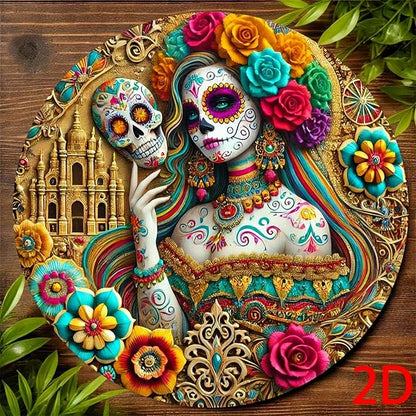 7.87inch Witch Sun Catchers Indoor Window The Day of Dead Skull Floral Acrylic Suncatcher Halloween Glass Window Hanging Gothic Decor with Chain for Home Garden Ornament Women Lover Gift